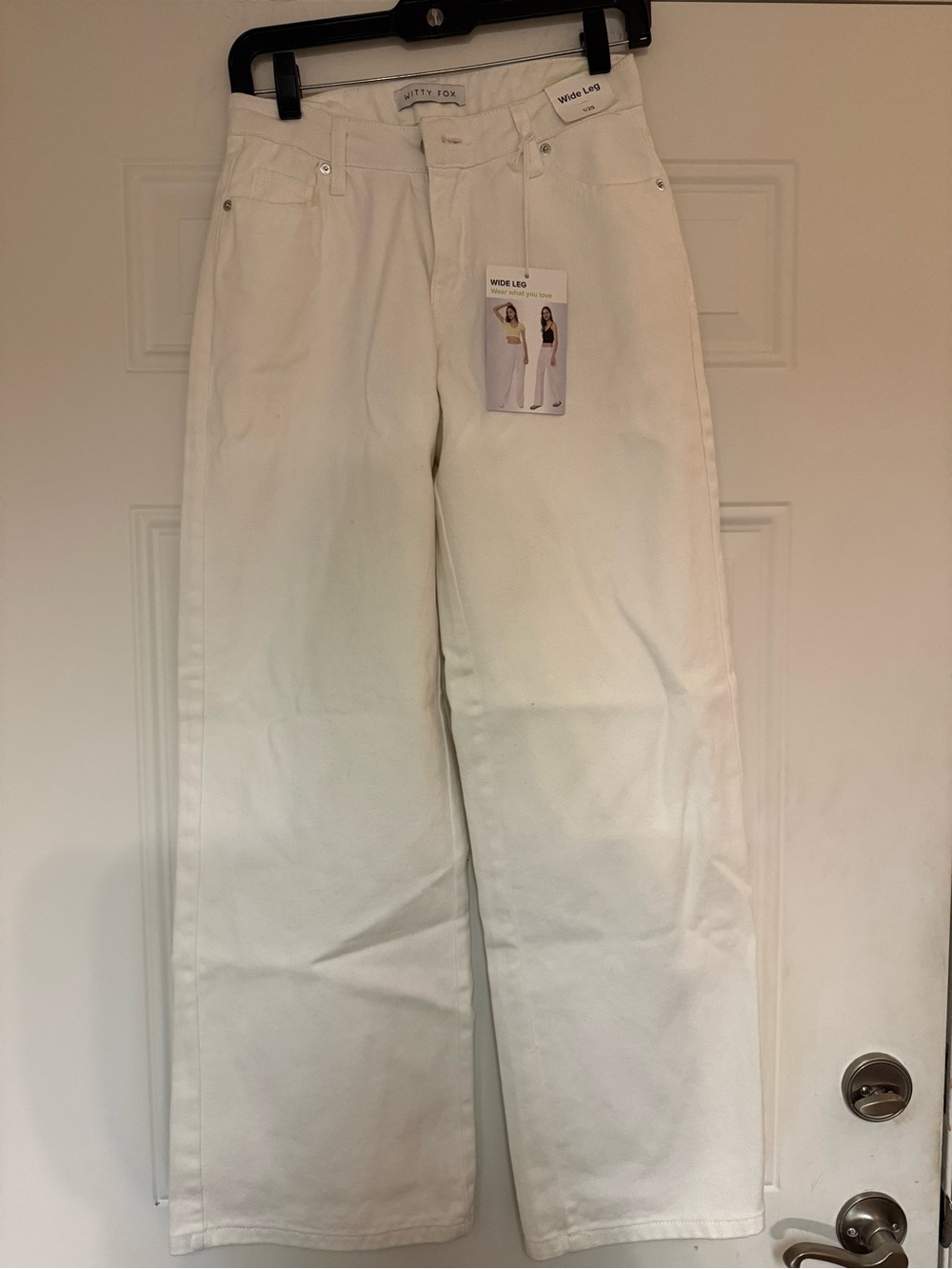 NWT Witty Fox Women Sz 1 25 Cream White Denim Jeans Wide Leg Cotton Low Rise